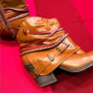 Stylish Brown Ankle Boots with Braided Details